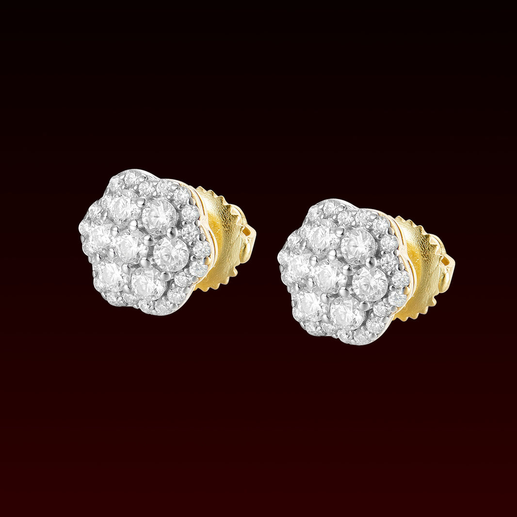 Moissanite 8MM Halo Cluster Stud Earring