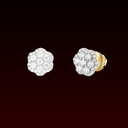 Moissanite 8MM Halo Cluster Stud Earring