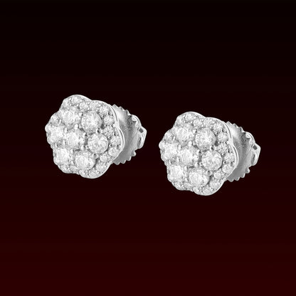 Moissanite 8MM Halo Cluster Stud Earring