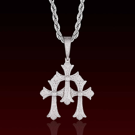 S925 Moissanite Triple Cross pendant