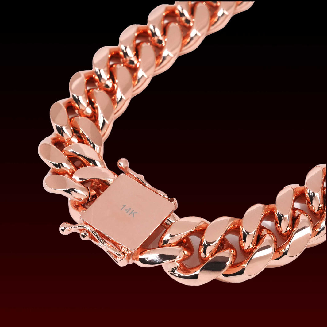 14MM Rose Gold Miami Cuban Chain
