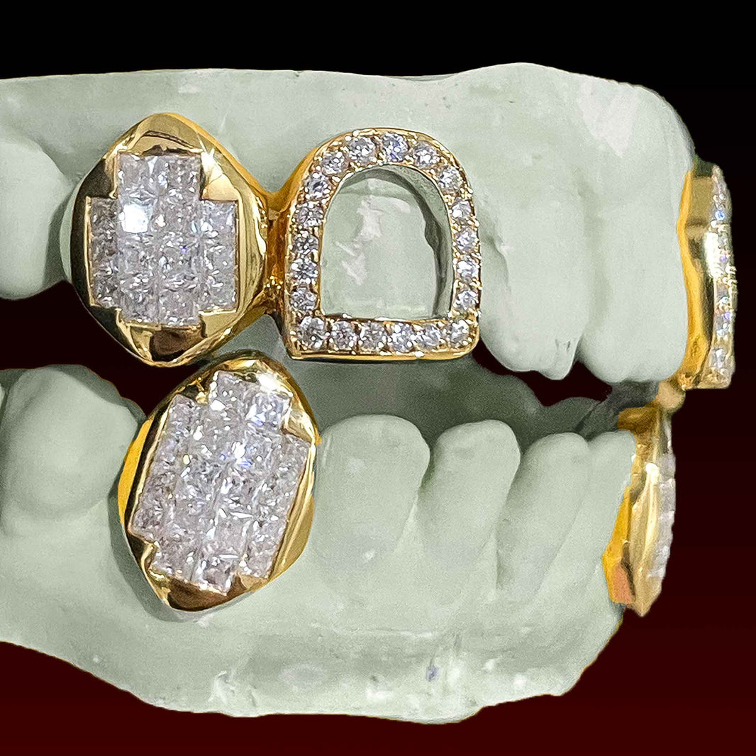 Princess Cut Open Face Custom Moissanite Grillz