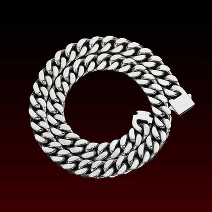18K Prong Polished Miami Cuban Chain