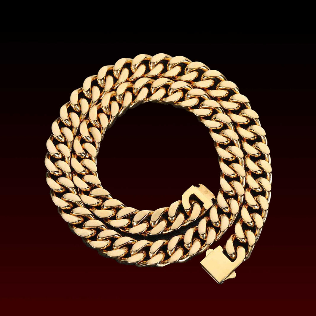 18K Prong Polished Miami Cuban Chain