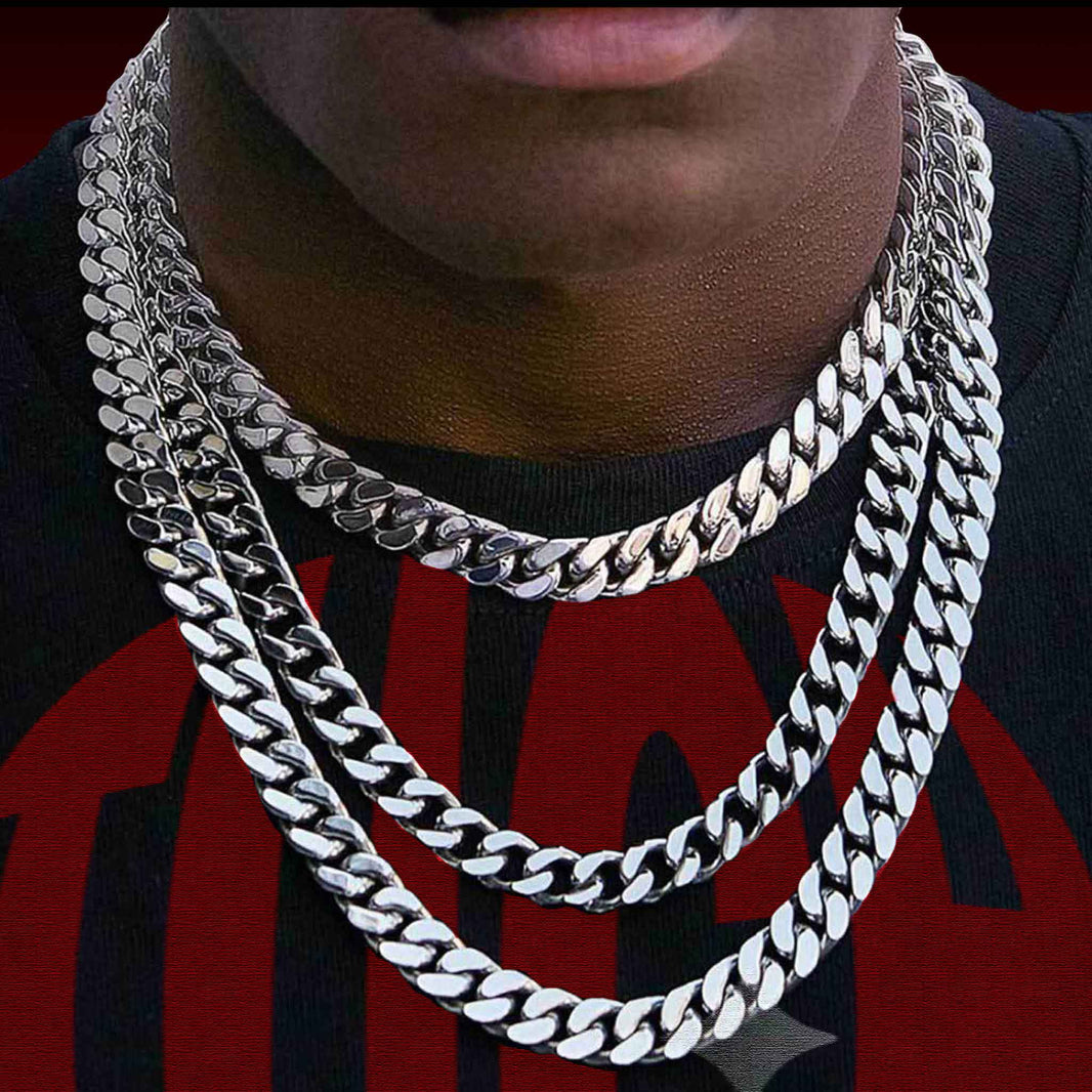 18K Prong Polished Miami Cuban Chain