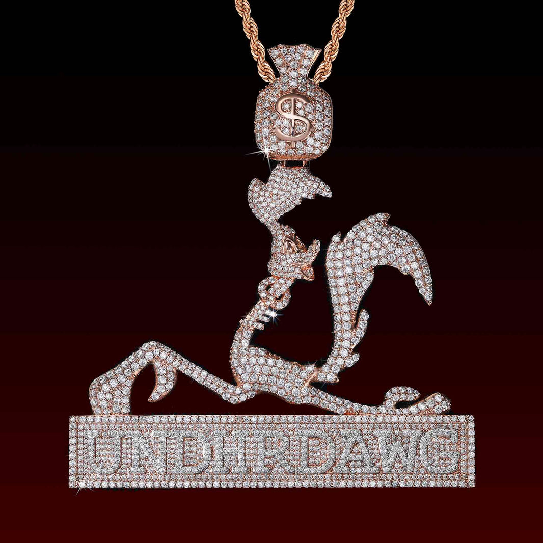 Money Bag Roadrunner Iced Out Pendant