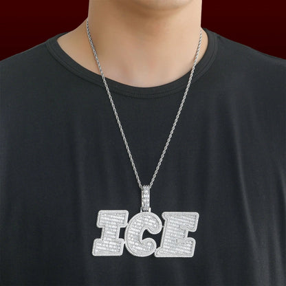 Big Baguette Italic Custom Letter Pendant
