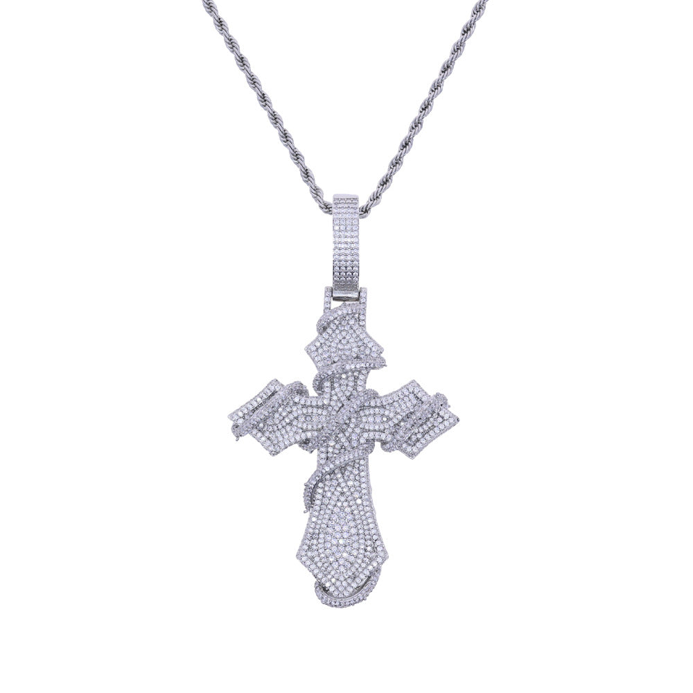 Thorns Cross Iced Out Pendant