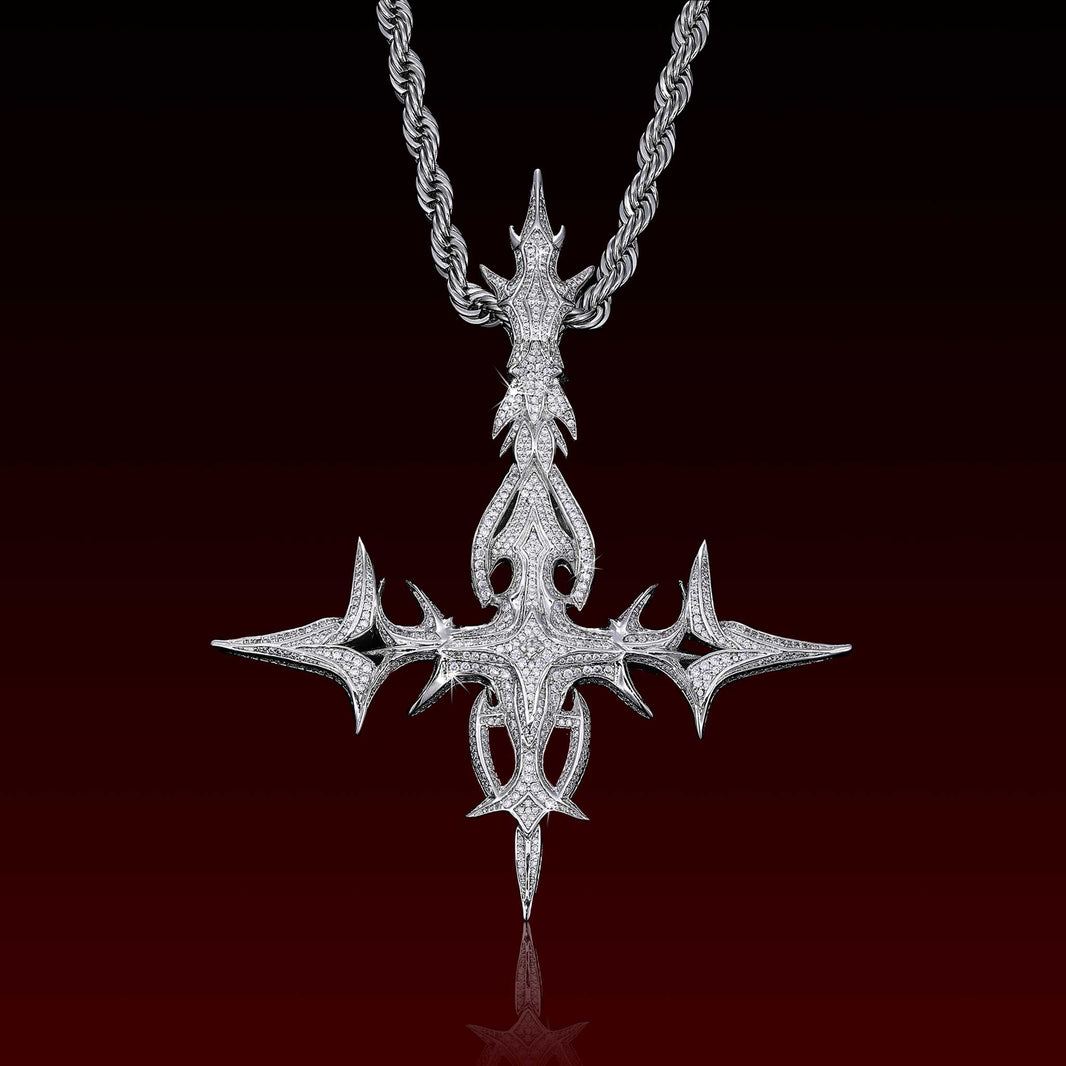 Gothic Flame Cross Pendant