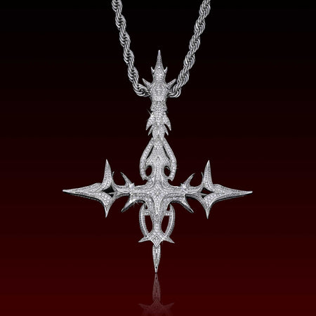 Gothic Flame Cross Pendant