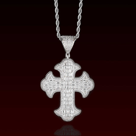 S925 Moissanite Cluster Cross Pendant