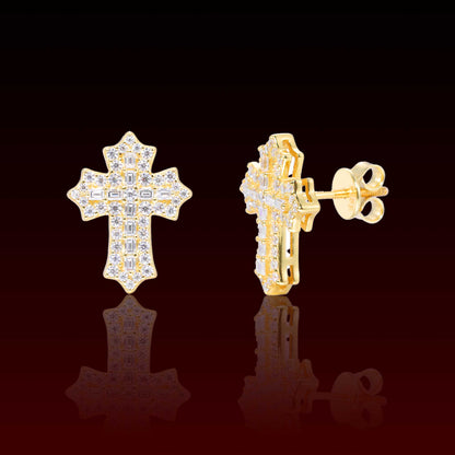 Crucifix Cluster Moissanite Stud Earrings