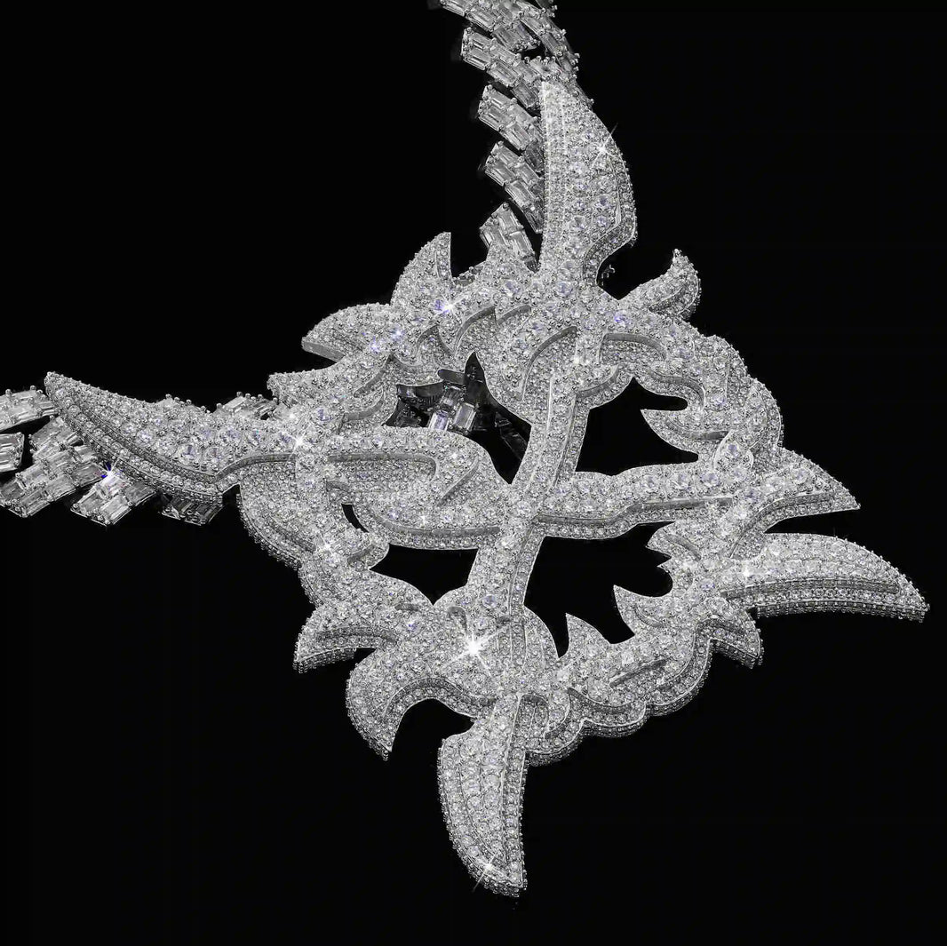 Crossed X Darts Iced Out Pendant