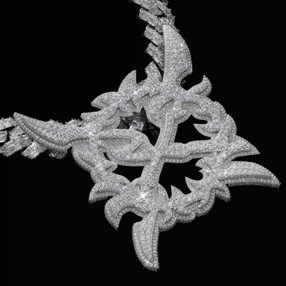 Crossed X Darts Iced Out Pendant