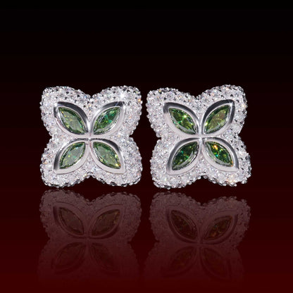 Marquise Cut Flower Moissanite Stud Earrings