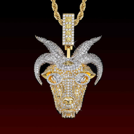 Gold Goat Iced Out Pendant