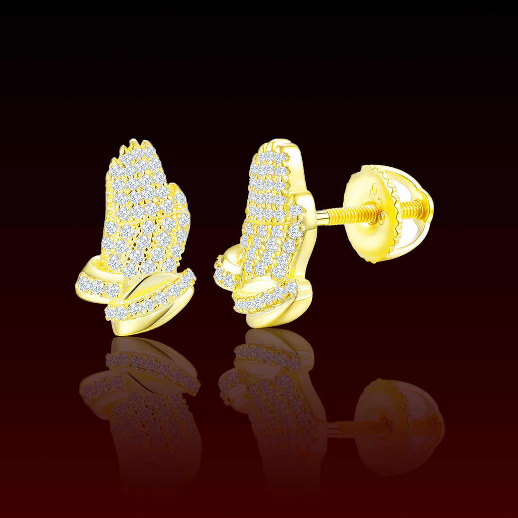 Praying Hands Moissanite Stud Earrings