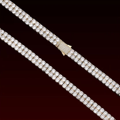 S925 Moissanite Two Row Tennis Chain
