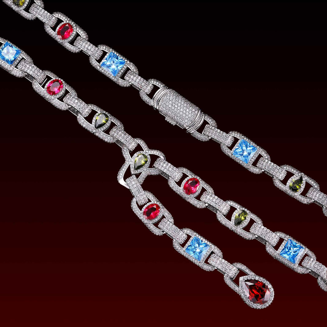 Multicolor Gemstone Mariner Teardrop Lariat Chain