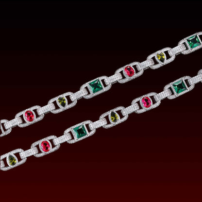 Multicolor Gemstone Cluster Mariner Chain