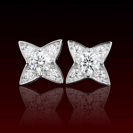 Four Pointed Star Moissanite Stud Earrings