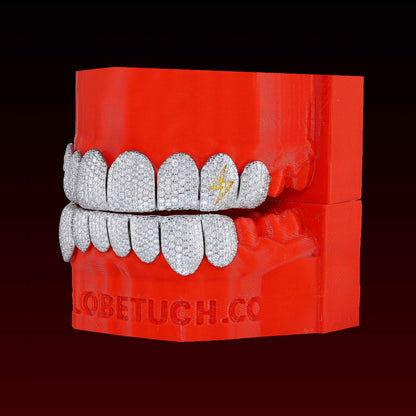 Perm Cut Lightning Sign Fangs Custom Moissanite Grillz