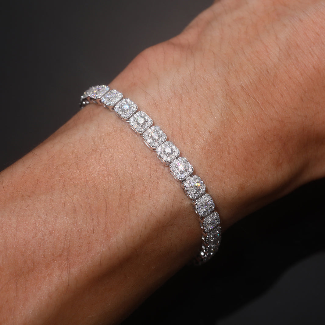 S925 6MM Cluster Moissanite Tennis Bracelet