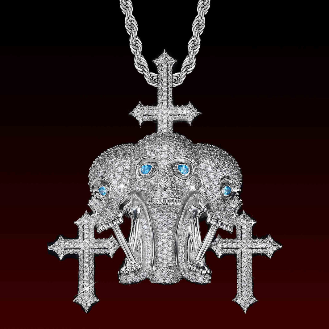 Crossed Skull Iced Out Pendant