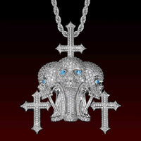 Crossed Skull Iced Out Pendant