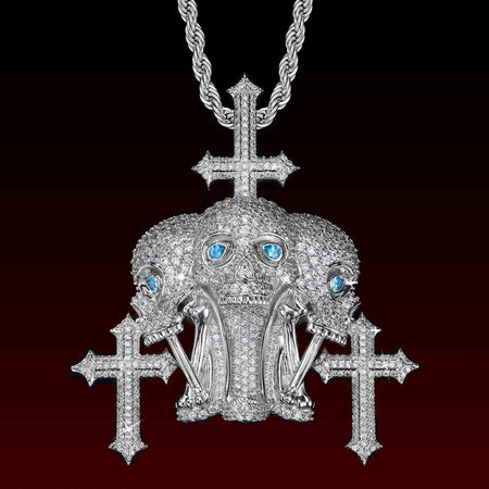 Crossed Skull Iced Out Pendant