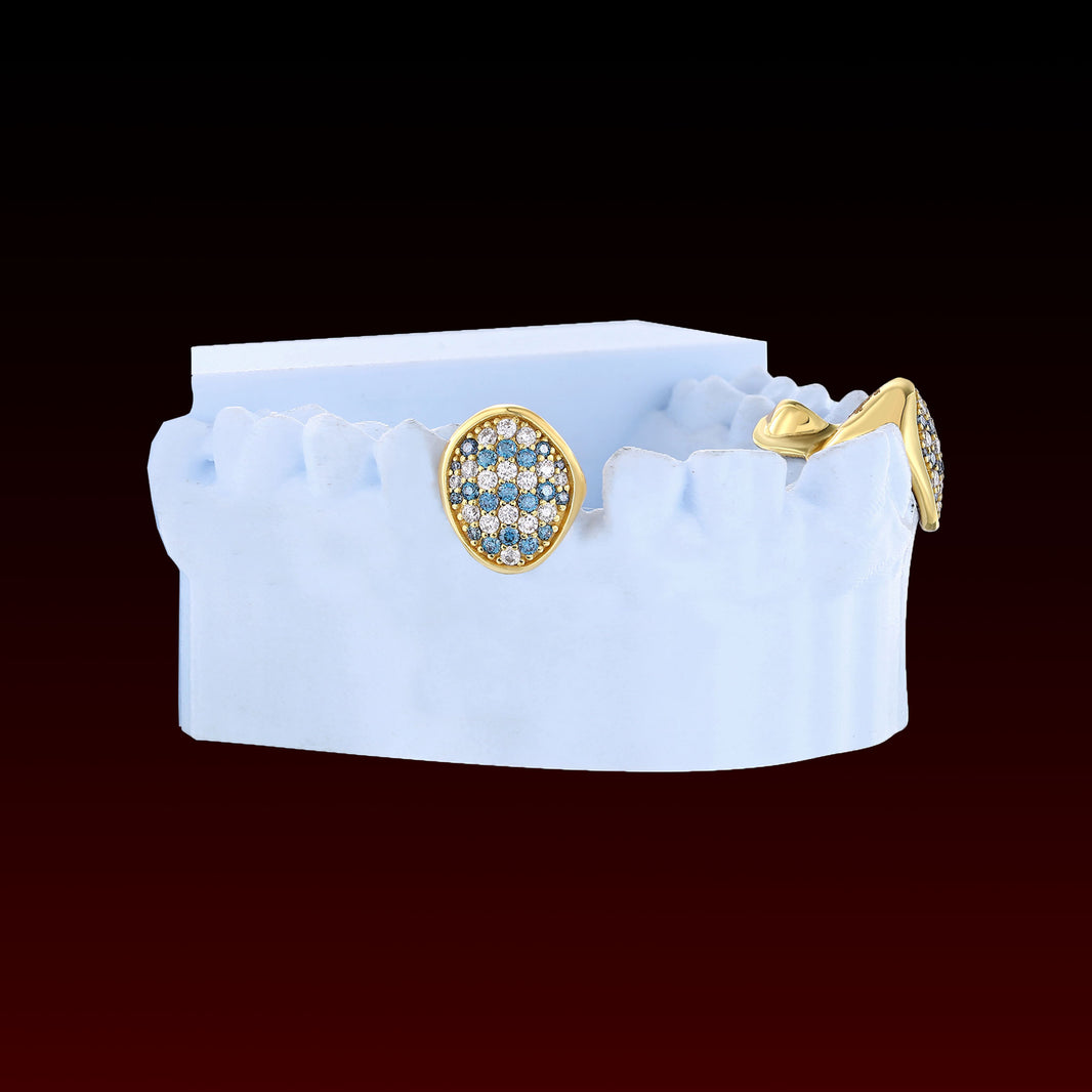 Mix Blue-White Moissanite Custom Fang Grillz