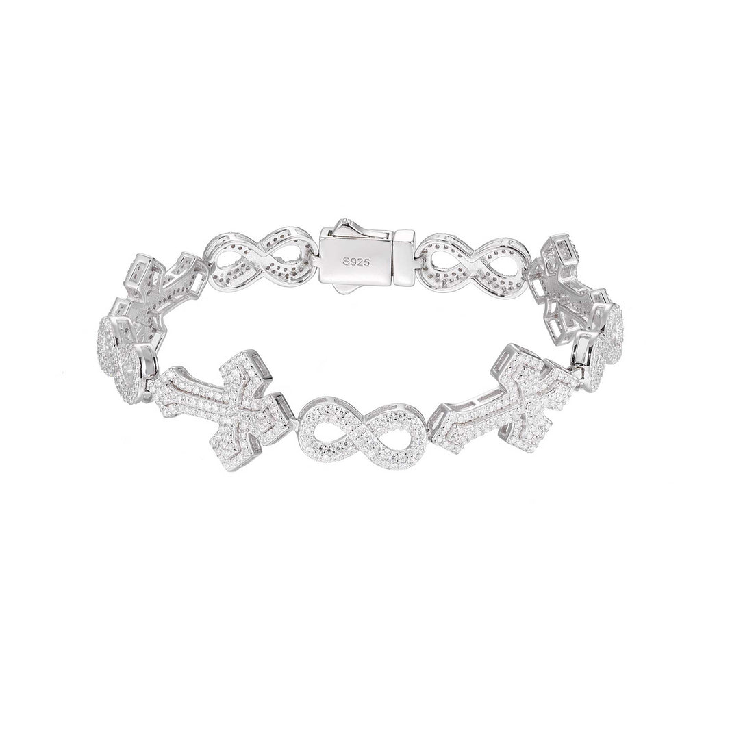 S925 Infinity Cluster Cross  Moissanite Bracelet