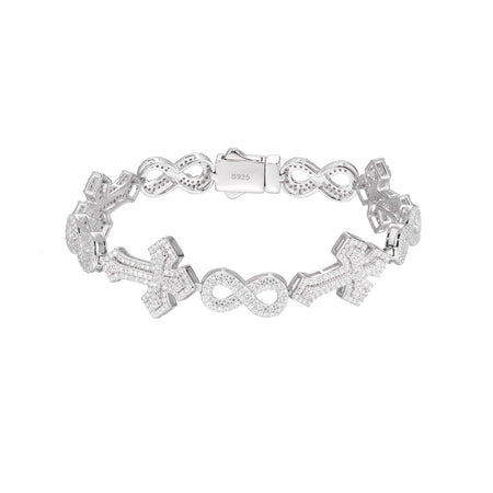 S925 Infinity Cluster Cross  Moissanite Bracelet