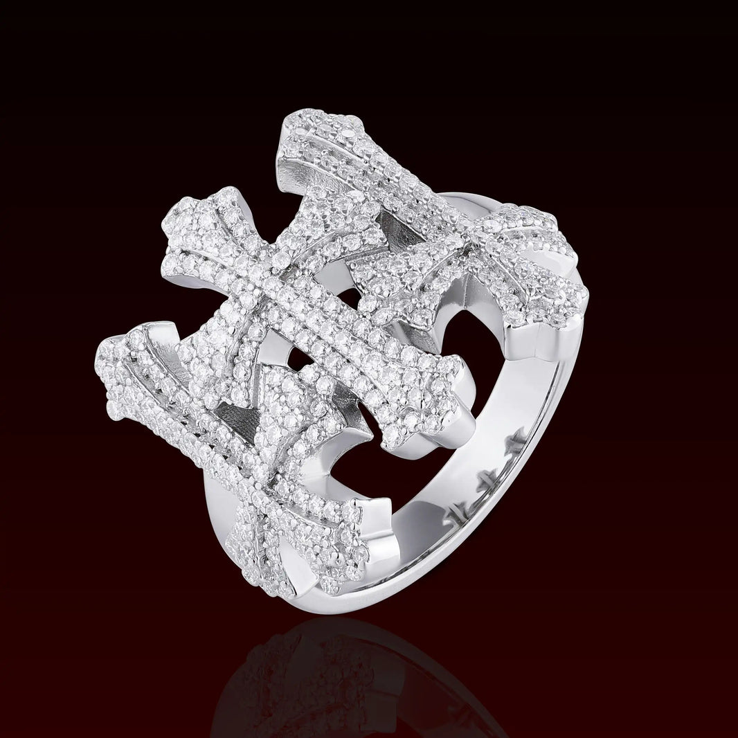 S925 Moissanite Triple Cross Ring