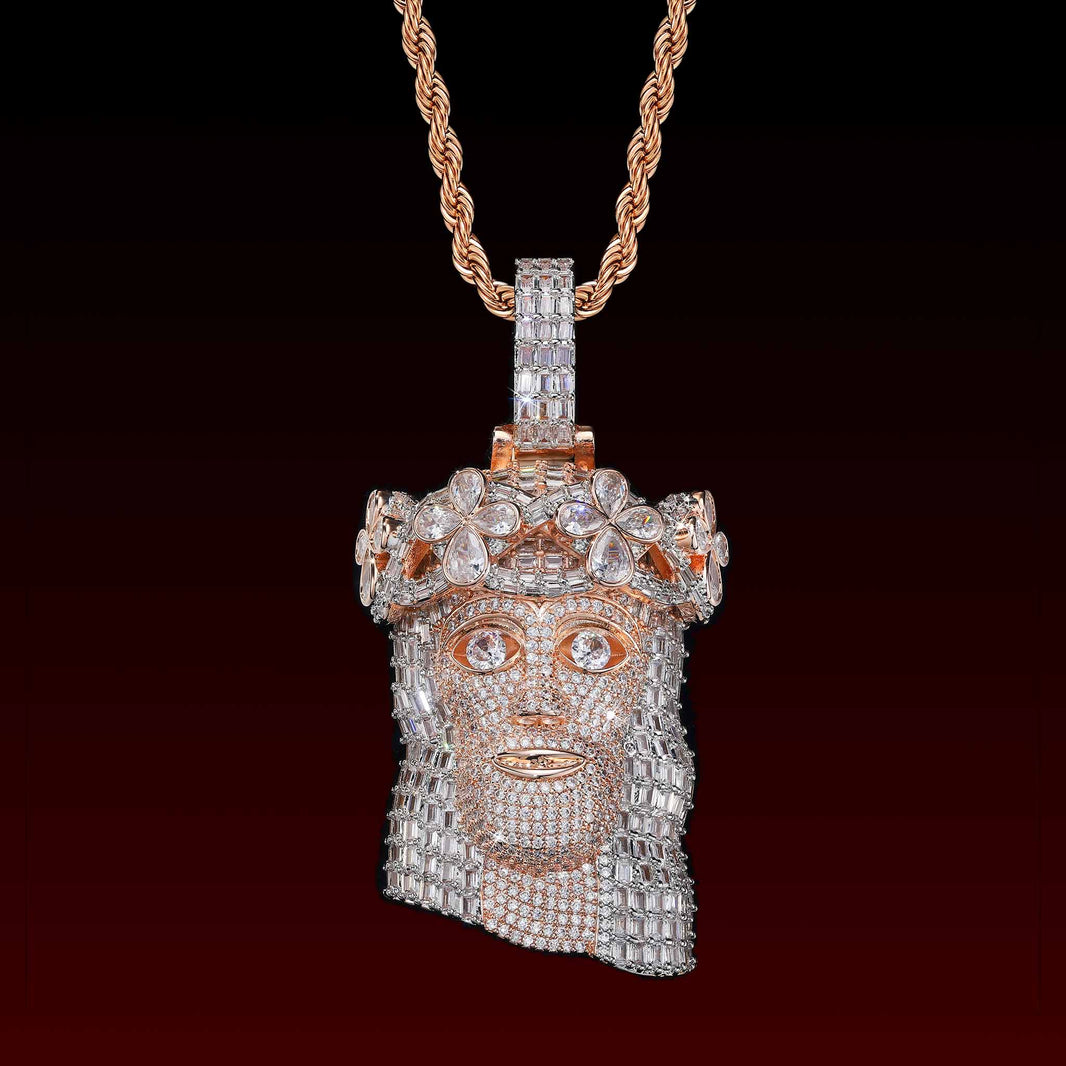 Baguette Cut Jesus Iced Out Pendant