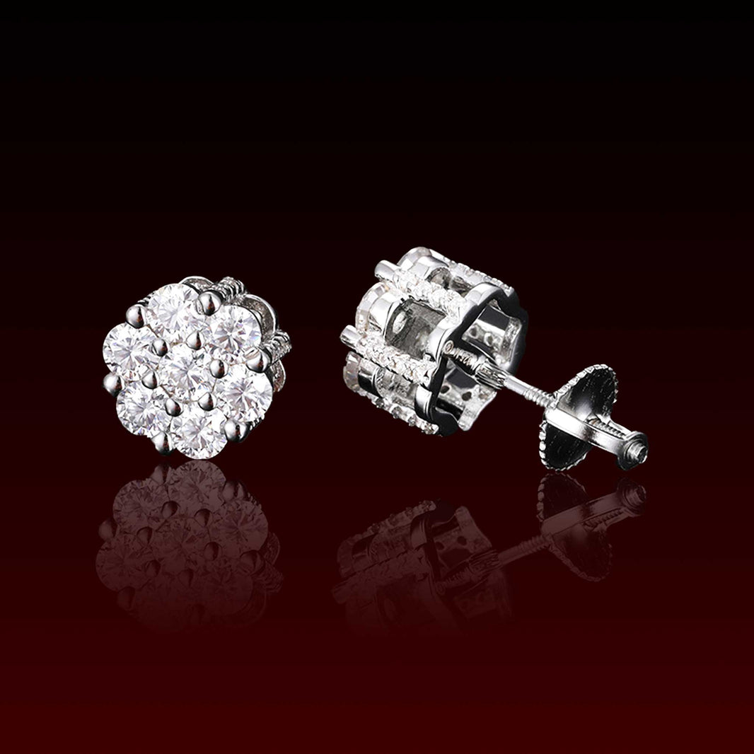 9MM Cluster Moissanite Stud Earrings