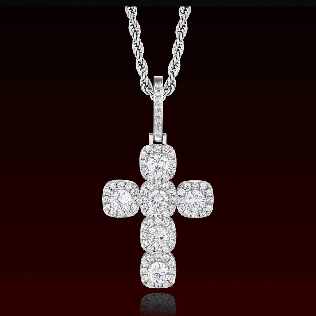 S925 Moissanite Tennis Cross Pendant