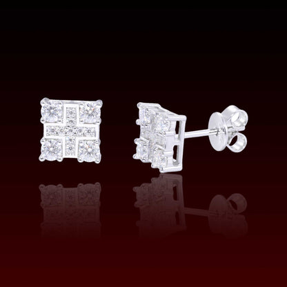 S925 Cross Sqaure Moissanite Stud Earrings