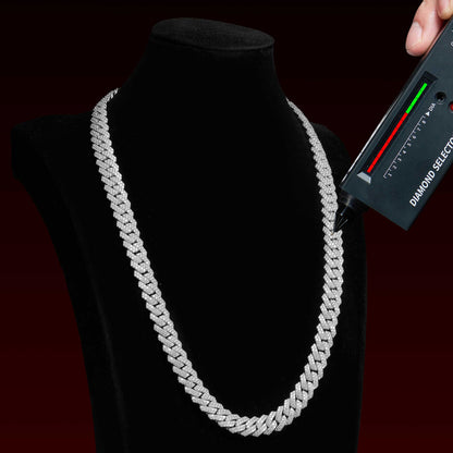 S925 Moissanite 12MM Prong Cuban Chain