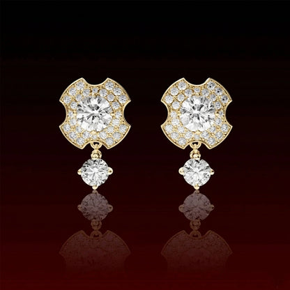 Round Cut Clover Dangling Moissanite Earring