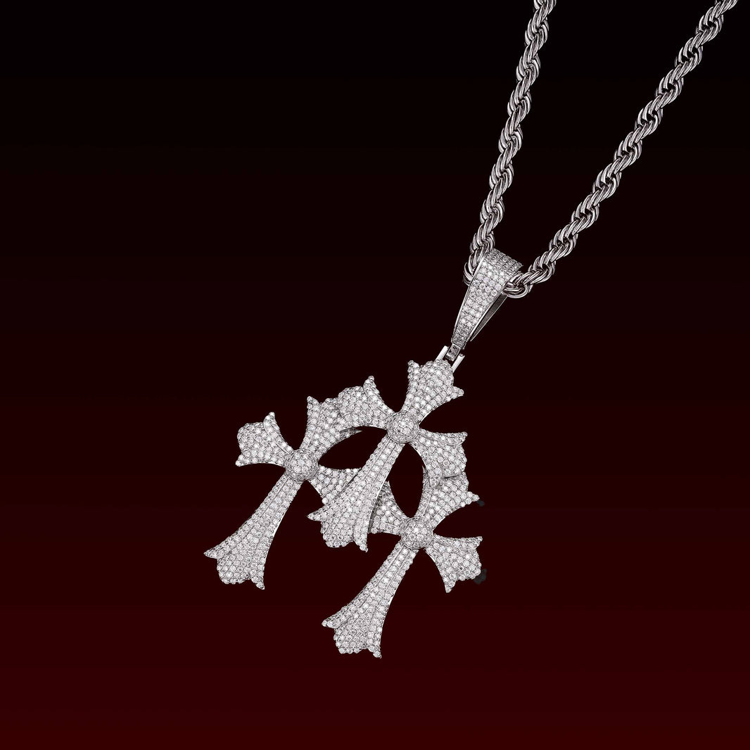 S925 Moissanite Triple Cross pendant