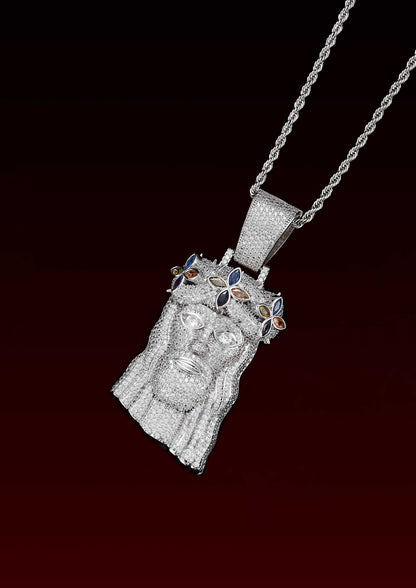 Iced Clover Crown Jesus Pendant