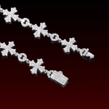 S925 Cluster Cross Moissanite Bracelet