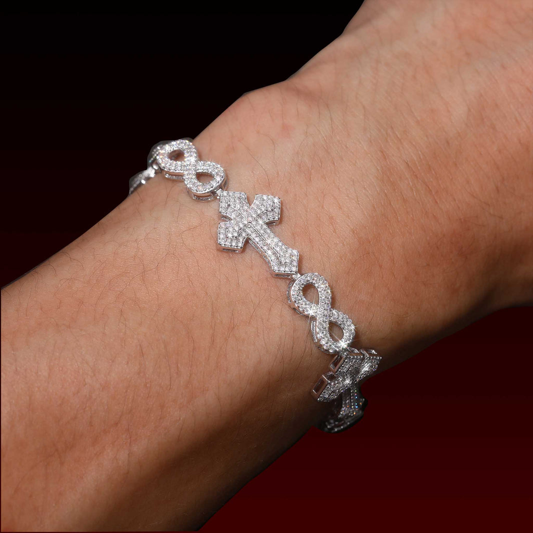 S925 Infinity Cluster Cross  Moissanite Bracelet