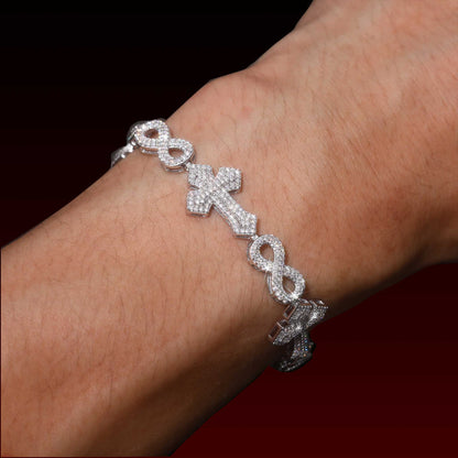 S925 Infinity Cluster Cross  Moissanite Bracelet