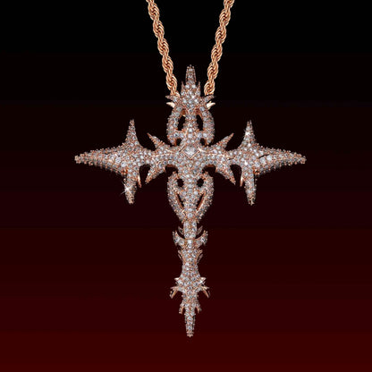 Mini Gothic Flame Cross Pendant