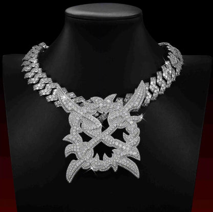 Crossed X Darts Iced Out Pendant
