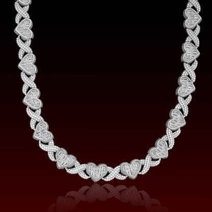 S925 Baguette Heart Moissanite Chain
