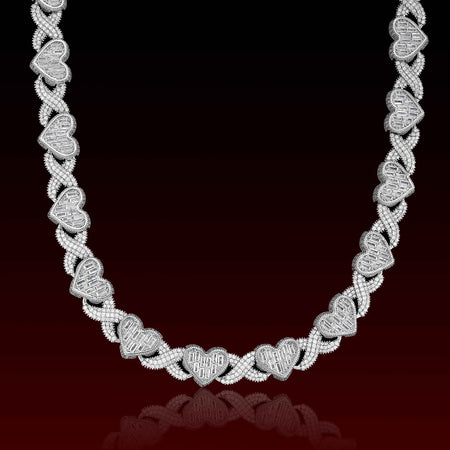 S925 Baguette Heart Moissanite Chain
