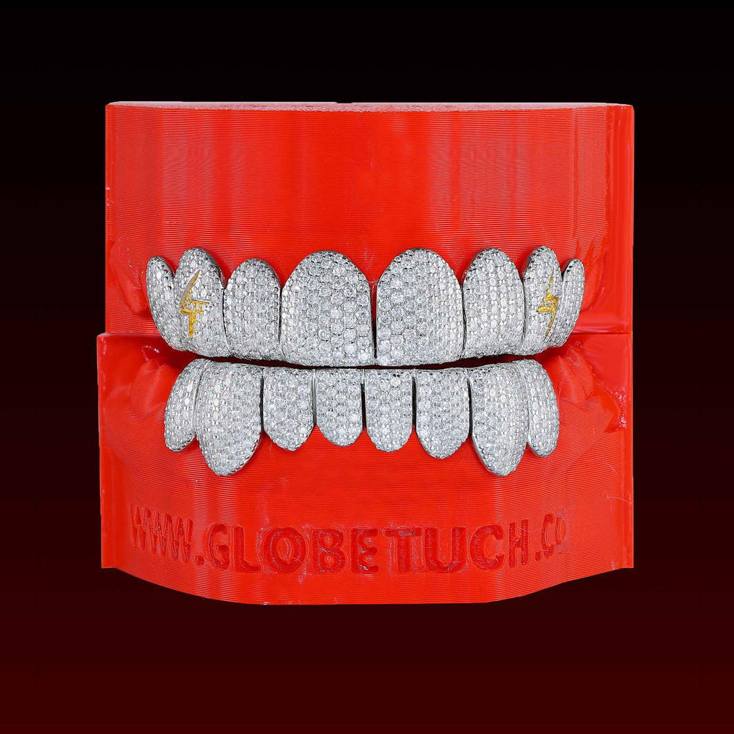 Perm Cut Lightning Sign Fangs Custom Moissanite Grillz